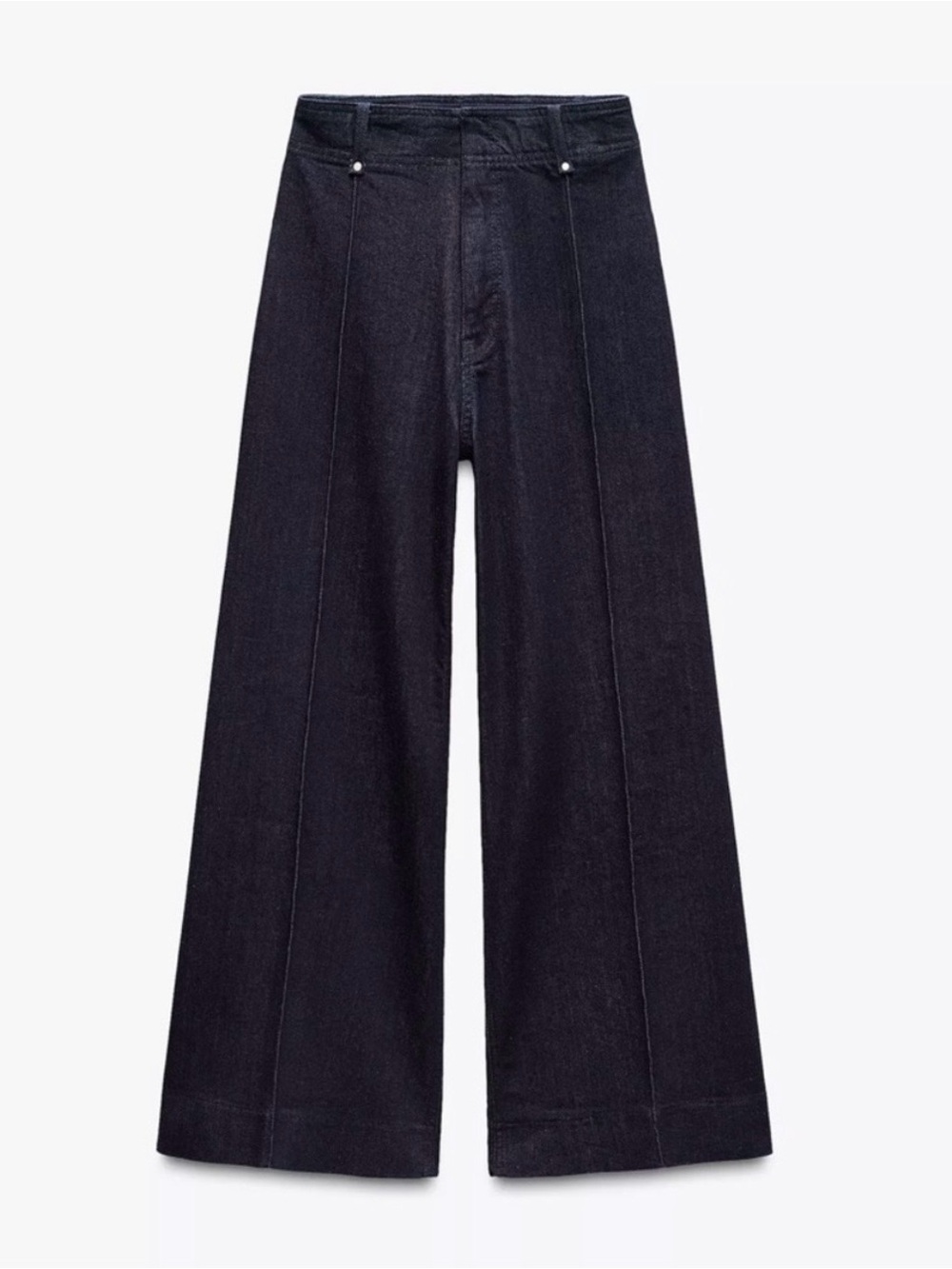 Zara Dark Navy High Waisted Wide Leg Jeans